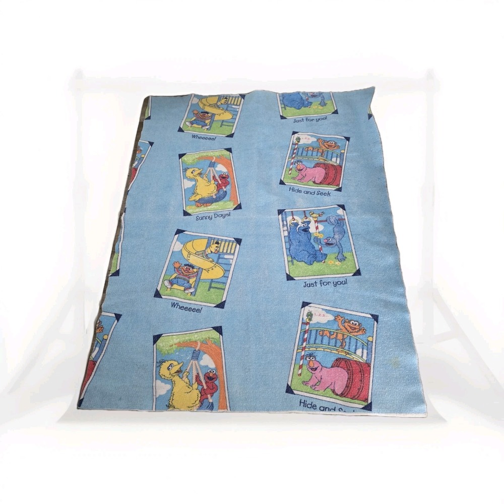 Vintage Sesame Street Baby Blanket Big Bird Ernie Elmo Playground‎ Blue